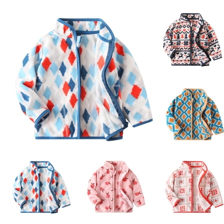 Bixock Fall/Winter Kids Fleece Jacket Toddler Boy Girls Warm Jacket Children Long Sleeve Graphic Zip Up Reversible Lined Outerwear for Kids Winter Casual Daily Wear