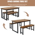 thumbnail image 6 of PORKISS Dining Table Set for 4, 3-Piece Kitchen Table Set with 2 Benches, Dining Room Table Set with Metal Frame, Breakfast Nook Furniture Set for Home Cafeteria Bar Dining Room, Brown, 6 of 9