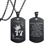 DAILYDOLLARS 17th Crown Birthday Military Necklace for Son Daughter Men Women Stainless Steel Inspirational Pendant Chain Birthday Jewelry Gifts for Adults Teens BFF