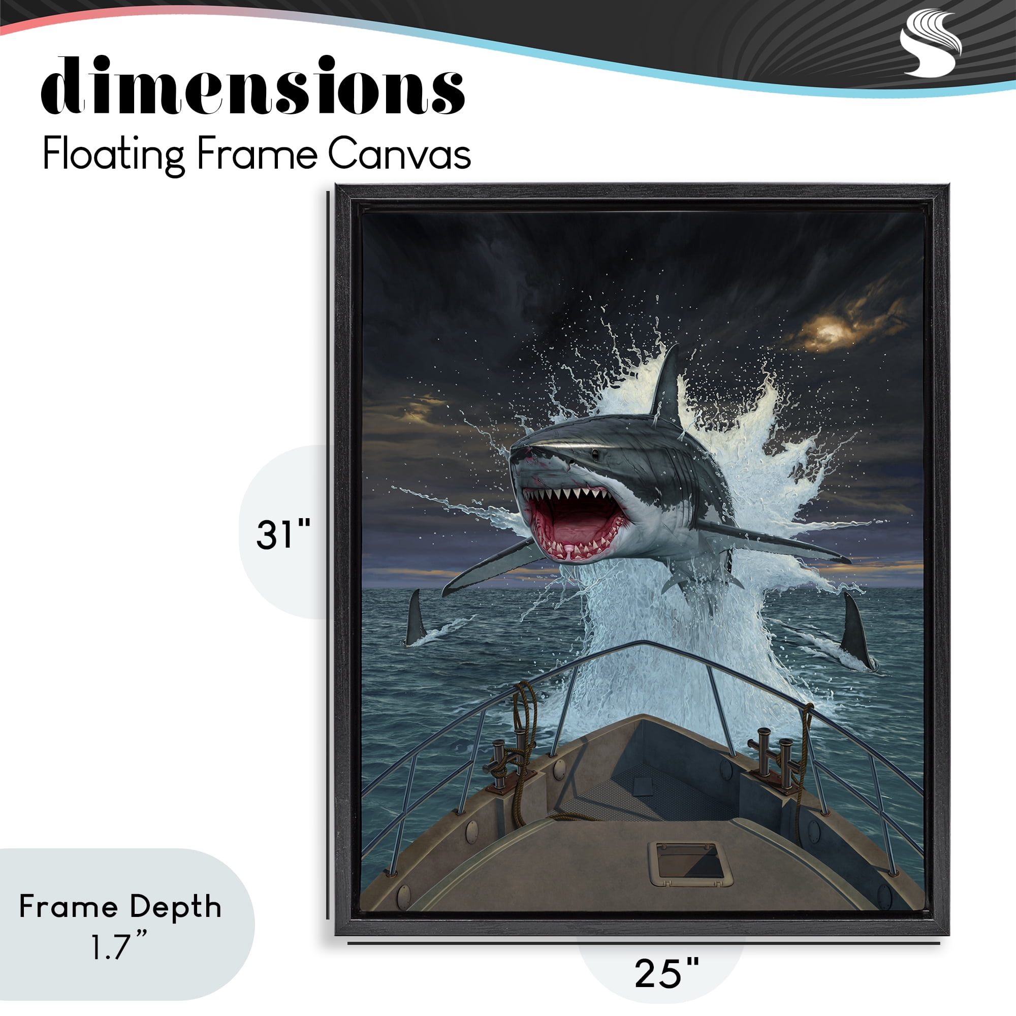 Stupell Industries Fish Out Of Water Black Framed Floater Canvas Wall Art, design by Vincent Hie