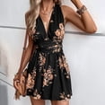 thumbnail image 4 of ZEHJUHAN Women's Deep V-Neck Floral Print Jumpsuit - Sexy Back Tie Detail Shorts Romper For Summer Black，XL, 4 of 7