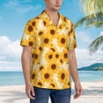 thumbnail image 4 of Haiem Vintage Marble Pattern Sunflower Printed Hawaiian Shirt for Men - Men’s Casual Beach Summer Shirts - Stretch Fabric with Modern Fit-X-Large, 4 of 7