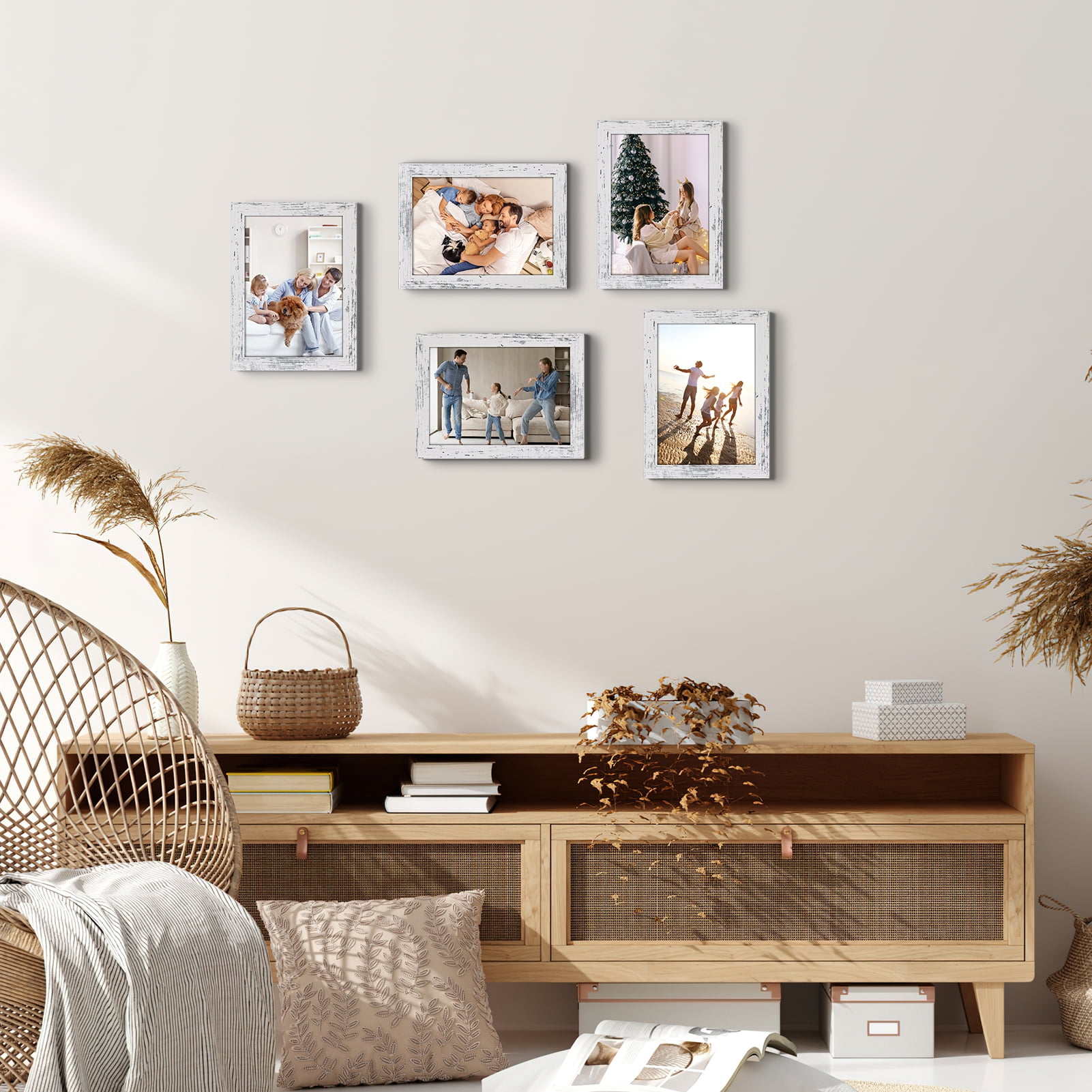 5x7 Picture Frame Set of 15, Rustic Picture Frames Display 5 by 7 Photo for Wall or Tabletop