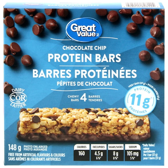 Great Value Chocolate Chip Protein Bars, 148 g
