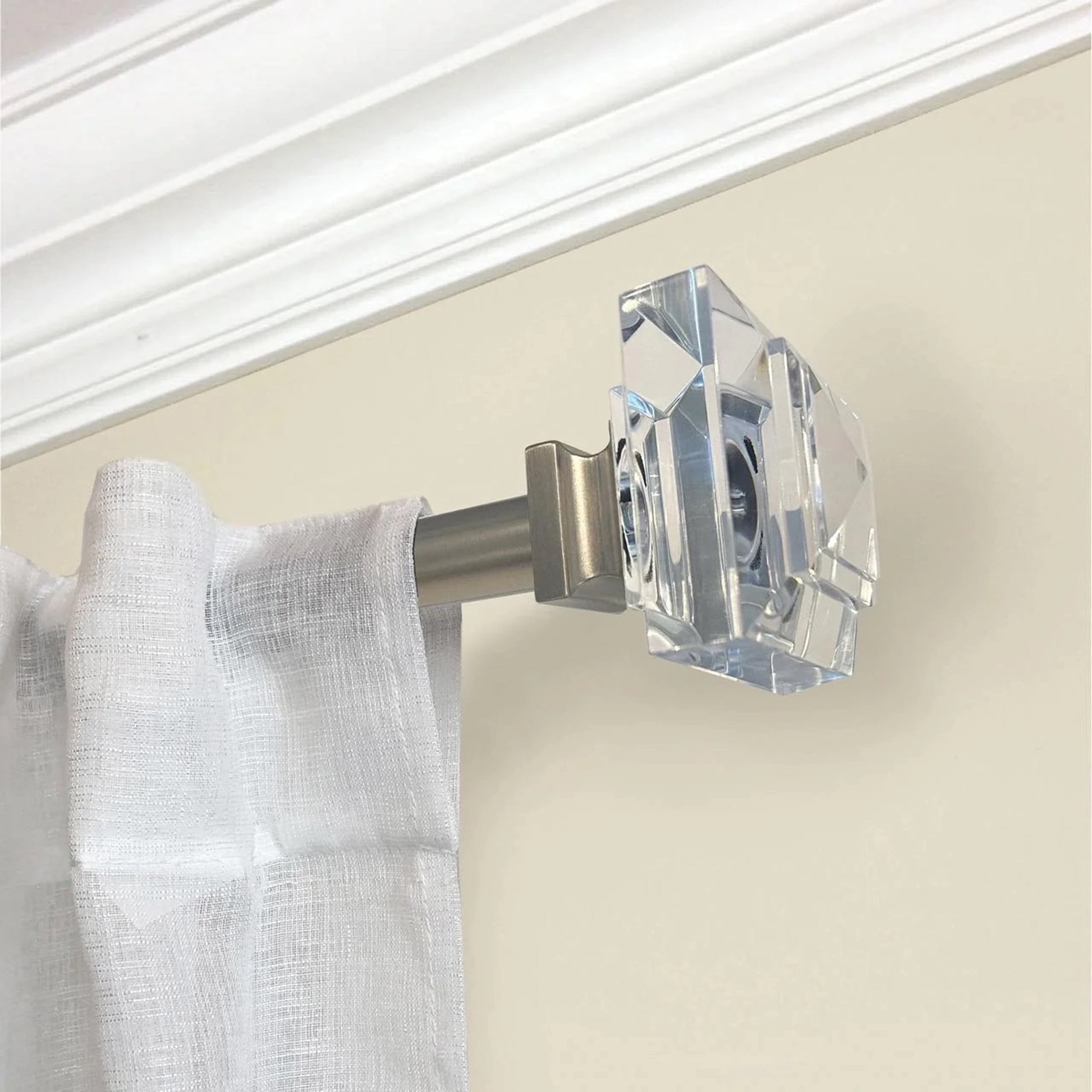 Mainstays 3/4" Acrylic Square Adjustable Single Curtain Rod, 30-84", Nickel