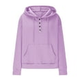 thumbnail image 4 of HongQid Women's Fall Casual Hoodies Trendy Long Sleeve Sweatshirt Hooded Pullover Half Button Tops with Pocket, 4 of 6