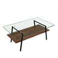 thumbnail image 4 of Holaki Glass Coffee Table, Rectangle Tempered Glass Table, 2-Tier Center Table  with Clear Tempered Glass Top Metal Leg, Mordern Home Office Furniture, 4 of 10