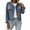 Navy, variant on Sheghy Denim Jacket for Women Solid Stand Collar Button Long Sleeve Casual Navy M