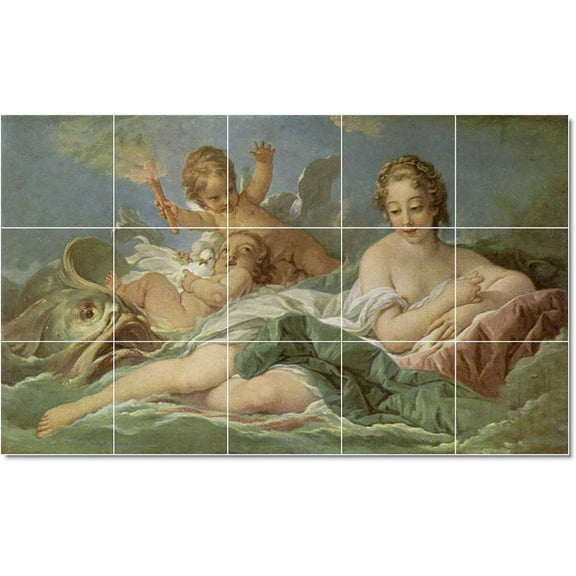 Ceramic Tile Mural-Francois Boucher Angels Tile Mural Remodeling Ideas. 21.25" w x 12.75" h using (15) 4.25 x 4.25 ceramic tiles