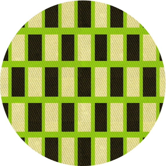 Ahgly Company Machine Washable Indoor Round Transitional GreenYellow Green Area Rugs, 3' Round