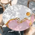 thumbnail image 2 of Pink Gold Marble Round Tablecloth, Fitted Table Cover with Elastic for 45"-54" Round Tables, Modern Abstract Marble Crack Texture Table Cloth Outdoor Indoor Dinning Party Waterproof Tablecloths, 2 of 7
