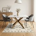 thumbnail image 3 of ODIKA 5'x7' Beige Olive Ornate Design Washable Area Rug Intricate Geometric and Floral Patterns for Dining Room, Under Table, Home Office, Non-Slip Chair-Friendly, 3 of 7