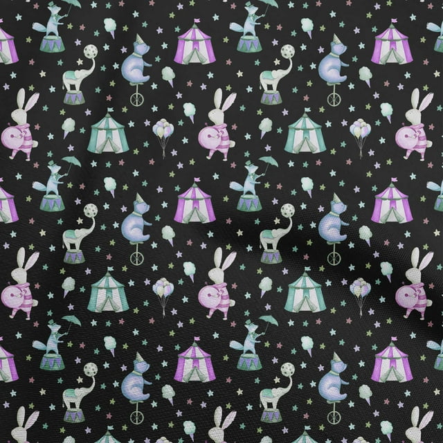oneOone Silk Tabby Blue Fabric Circus Sewing Craft Projects Fabric Prints By Yard 42 Inch Wide