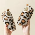 thumbnail image 2 of GBSYEWXS Slippers For Girls Boys Child Slip-On Polyester Closed Toe Flatform Leopard Print Fleece Outwear Slipper Beige Size 9-10 Years, 2 of 3