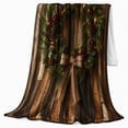 thumbnail image 2 of Christmas Pinecone Wreath Wood Plank Flannel Blanket, Cozy Rustic Sofa Throw for Farmhouse Fans and Hosts, Warm Bedroom Reading Nook Home Decor, Christmas Holiday Gift, 2 of 9