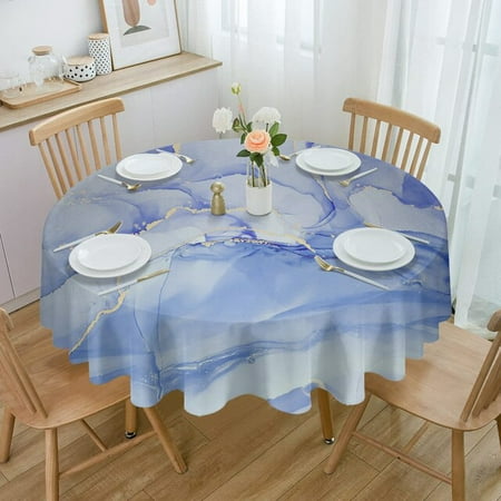 

ASWMXR Round Marble Pattern Round Tablecloth Kitchen Decor Waterproof Table Cloth Dining Coffee Table Cover Picnic Mat
