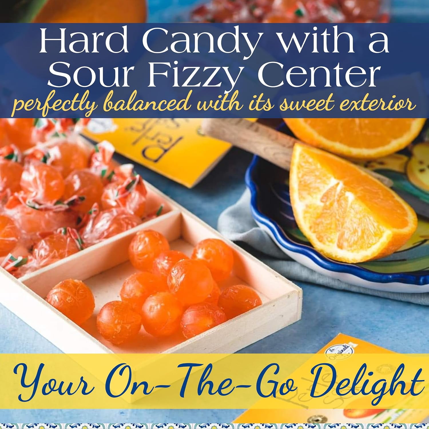 Perle di Sole Italian Orange Hard Candy Made in Italy, Bulk Case Pack of 12 (7.05 oz) Bags - Italian Hard Candy Individually Wrapped - Orange Candies-Citrus Drops-Italian Gifts Imported From Italy