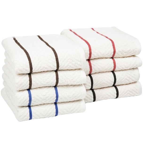 8 Piece 100 Cotton Chevron Terry Kitchen Towel Set, 100 Egyptian