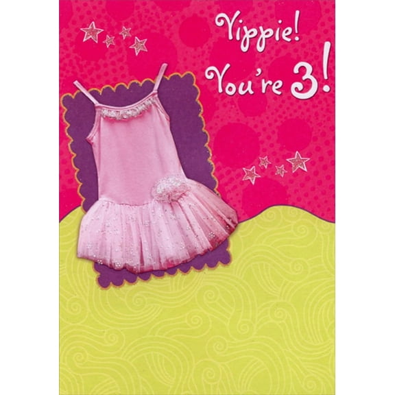 Designer Greetings Pink Tutu Age 3 / 3rd Birthday Card for Girl