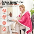 thumbnail image 3 of PMONPA Wearable Heated Throw Blanket for Adult, Electric Heated Wrap Poncho Shawl with Pockets, 6 Heating Levels & 2 to 10 Hours Time Settings, 51" x 61", Rose Red, 3 of 6