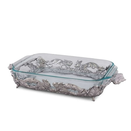 Arthur Court Designs Aluminum Bunny Pattern Pyrex Casserole Dish Holder 18