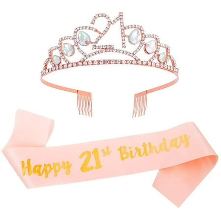 

1Set Birthday Decorative Crown with Sash Party Girl Headdress Shoulder Strap