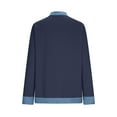 thumbnail image 5 of SELONE Collared Sweatshirts for Older Women Denim Patchwork Tops Long Sleeved Casual Shirt Color Block Pullover Blue XL, 5 of 8