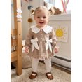 thumbnail image 6 of RUINIXCW Baby Girls Fall Romper Dress Plaid Print Long Sleeve Doll Collar Bodysuit, 6 of 8