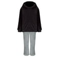 thumbnail image 3 of UAMVSH Womens Plus Size 2 Piece Pajama Outfits Warm Fuzzy Fleece Lounge Sets Pockets Pullover Hoodies Pants Comfy Long Sleeve Sleepwear(LargeBlack 1), 3 of 5