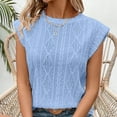 thumbnail image 3 of 3/4 Length Sleeve Womens Tops Round Neck Casual Tunic Tops Pleated Shirts Dressy, 3 of 7