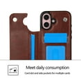 thumbnail image 3 of Feishell for iPhone 16 Plus Wallet Case with Card Holder,Double Magnetic Clasp Back Flip Kickstand Durable PU Leather Shockproof Card Slots Protective Phone Case for Women Men, Brown, 3 of 11