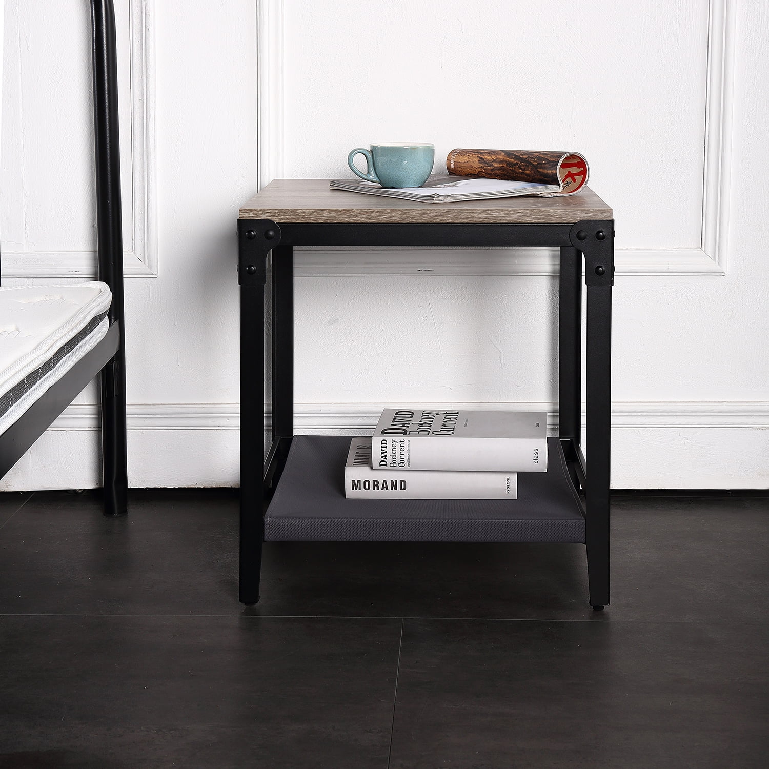 Kadyn Square Coffee Table, Wood Coffee Table Share with pets(Provide pet mat), Metal Tea Table for Living Room, Black Kadyn Square Coffee Table, Wood Coffee Table Share with pets(Provide pet mat), Metal Tea Table for Living Room, Black