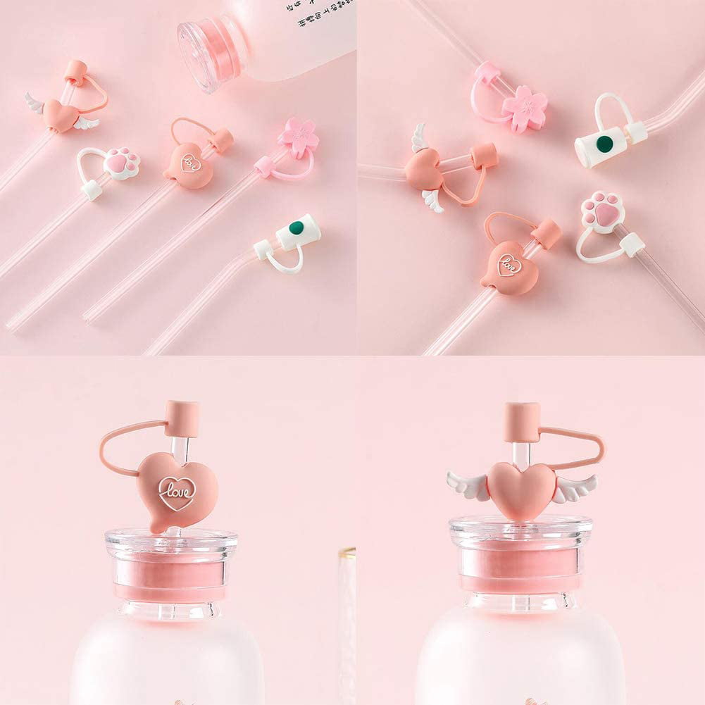 20 Pieces Straw Cover Cap Reusable Silicone Straw Toppers Drinking Straw  Tips Lids for 8-10 mm Cute Straws Plugs (Not include Straw) Style1