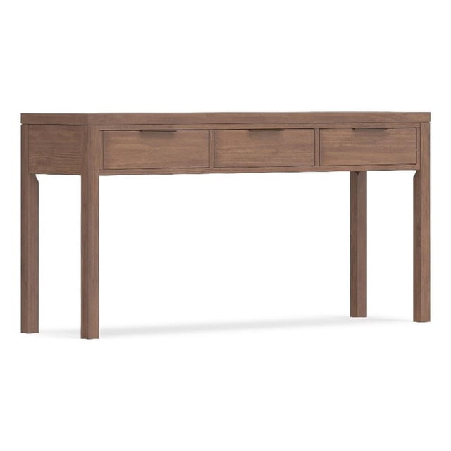 Hollander 60" Wide Solid Wood Contemporary Console Table in Medium Saddle Brown