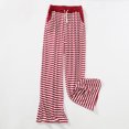thumbnail image 2 of Annhoo Pajama Pants for Women Trendy Stripes Print Elastic Drawstring Waist Trousers Loose Straight Leg Nightwear, 2 of 8