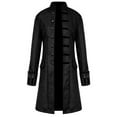 thumbnail image 2 of FAOWME Men Overcoat Long Sleeved Stand Collar Buttons Solid Color Retro Comfortable Fashion Jacket For Stage Performance Black L, 2 of 2