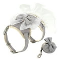 thumbnail image 4 of Pet Artist Cute Girl Dog Harness Dress and Leash Pearl Bowtie Fancy Small Pet Cat Vest Clothes, 4 of 8