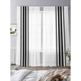 thumbnail image 3 of Black White Stripe, Semi Sheer Window Curtains 108 Inches Long, Abstract Geometric Rod Pocket Voile Silky Chiffon Curtain Light Filtering Drapes for Living Room, Kitchen, Bedroom, 52"x108", 2 Panels, 3 of 9