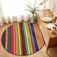 thumbnail image 3 of Washable Round Area Rug Vintage Mexico Colorful Stripe Circle Rugs Floor Carpet for Living Room Bedroom, Abstract Ombre Rainbow Pattern Soft Non Slip Round Rug 3ft, 3 of 9