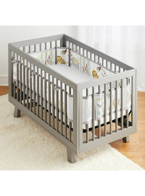 BreathableBaby Breathable Mesh Crib Liner  Classic Collection  Safari Fun Too  Fits Full-Size Four-Sided Slatted and Solid Back Cribs  Anti-Bumper