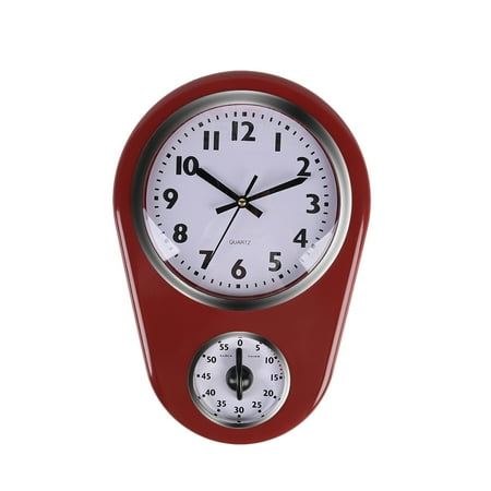 

1pc Kitchen Timer Wall Clock Household Timer Modern Style without Battery for Home (Red)