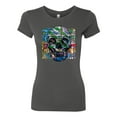 thumbnail image 2 of Wild Bobby, Colorful Abstract Skull Face Streetwear Womens Slim Fit Junior Tee, Dark Grey, Medium, 2 of 3