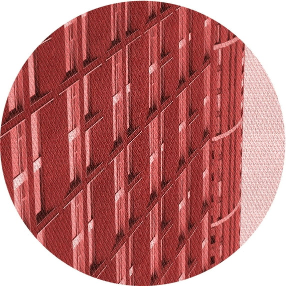 Ahgly Company Machine Washable Indoor Round Transitional Red Area Rugs, 5' Round