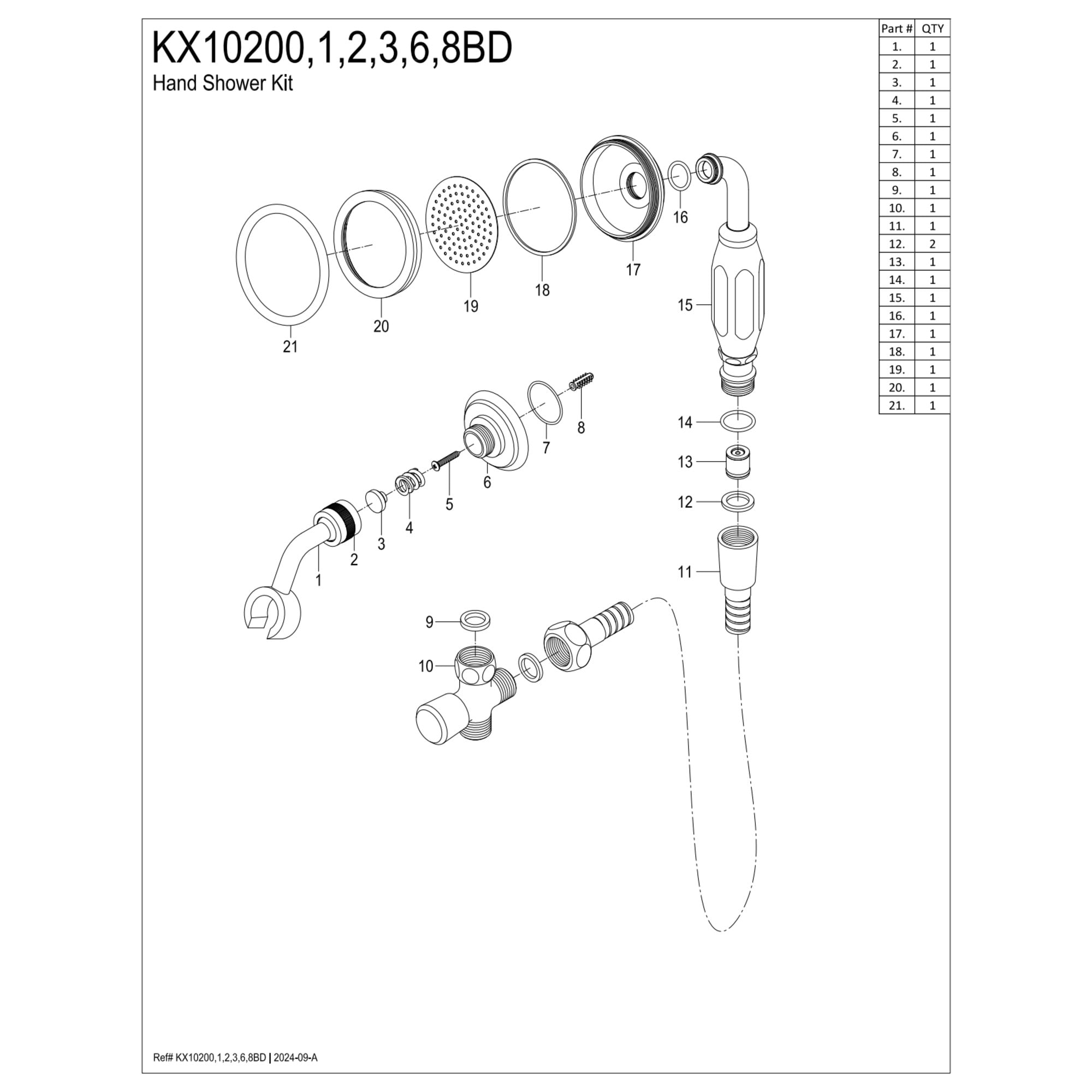 Kingston Brass KX10200BD Vintage Hand Shower Kit, Matte Black