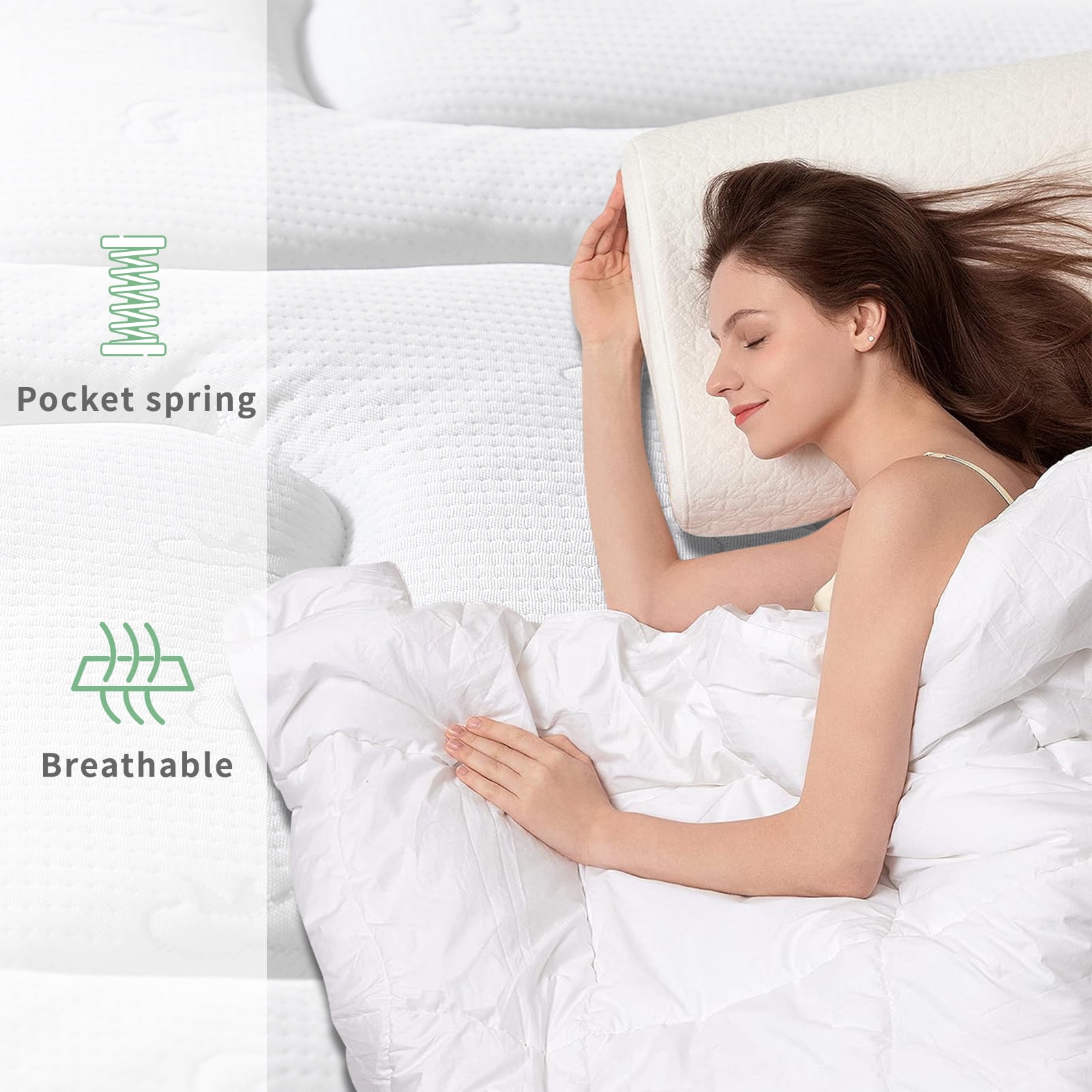 VFD 10 inch Twin XL Size Hybrid Mattress - Medium Firm, Memory Foam & Pocket Springs, Motion Isolation, Edge Support, Pressure Relief, Ships Compressed
