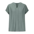 thumbnail image 5 of Jalioing V Neck Shirts for Women Casual Dressy Short Sleeve Eyelet Tunic Tops Business Work Tops Summer Fashion, 5 of 7