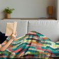 thumbnail image 3 of Retro Soft Flannel Fleece Blanket, Grunge Stripes Pattern with Colorful Composition with Traditional Halftone Background, Cozy Plush for Indoor and Outdoor Use, 50" x 70", Multicolor, by Ambesonne, 3 of 5