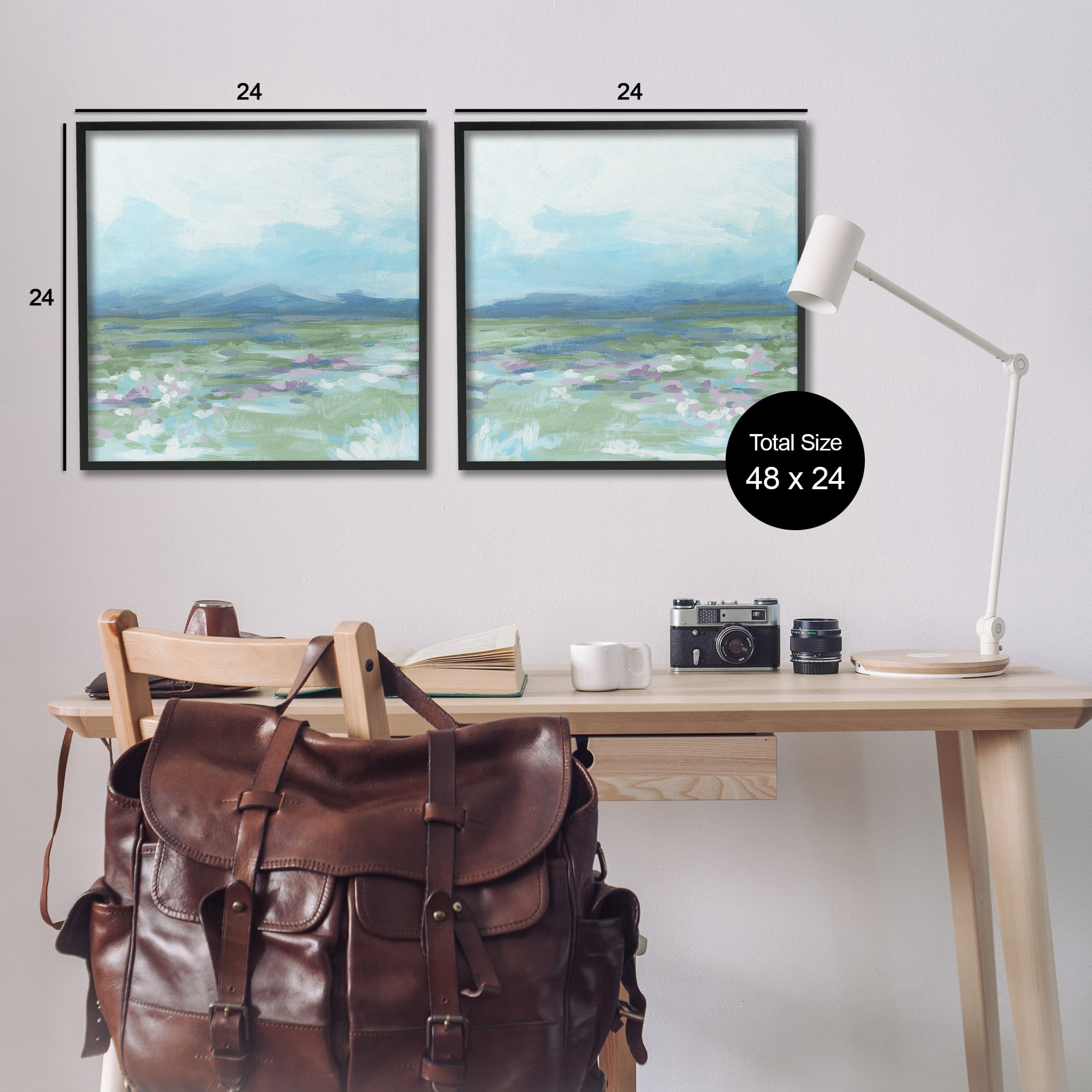 Stupell Industries Stormy Mountain Landscape Landscape Painting Black Framed Art Print Wall Art, 24 x 24, Set of 2