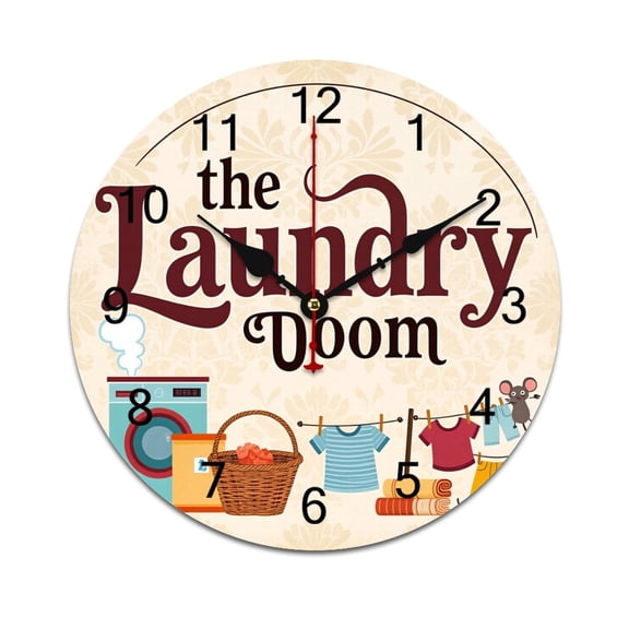 Laundry Word Saying Big Wall Clock Home Decor Art Watch Living Room Gift 10in