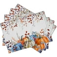 thumbnail image 2 of Burlap Autumn Leaves Table Placemats Set of 4 - 12"x18" Watercolor Pumpkins Thanksgiving Fall & Holiday Decor for Home, Kitchen, Dining, Outdoor, Indoor, 2 of 8